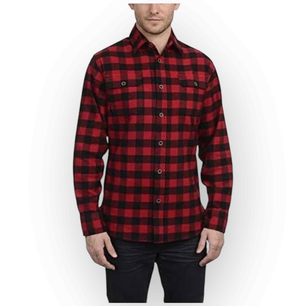 NWT JACHS Men’s Brawny Flannel Button Down Shirt – Red Plaid – Size Medium